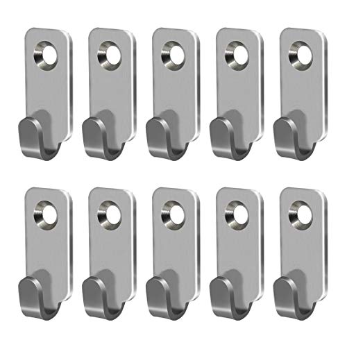 Adiyer 10pcs Heavy Duty Hanger 304 Stainless Steel Wall Mounted Mini J Hook for Mirror Picture Frames Hanging Wire/D Rings/Keyhole Hangers - Image 1