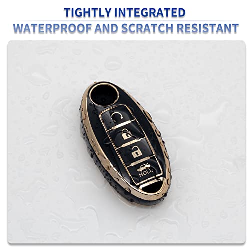 SK CUSTOM Black TPU Gold Edge Smart Key Fob Case Protective Cover Compatible with INFINITI EX FX X G JX M Q QX SERIES for NISSAN ALTIMA COUPE ARMADA GT-R MAXIMA MURANO CROSS CABRIOLET PATHFINDER ROGUE - Image 4