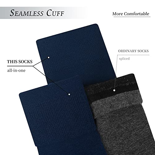DarkCom Mens Dress Socks, Navy Socks for Men, Seamless Cuff, Plain Colors, Classic Cotton Polyester Socks, Reinforced, Cozy 6 Pack 10-12 - Image 2