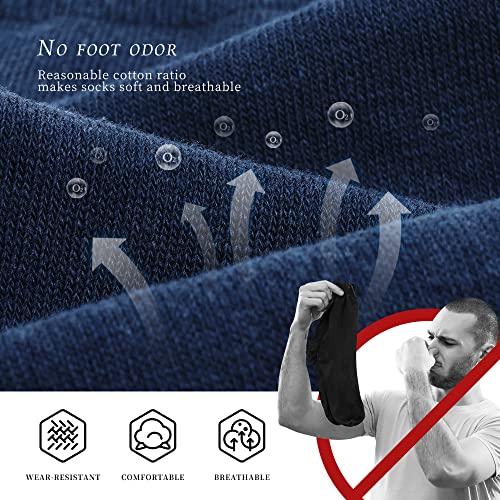 DarkCom Mens Dress Socks, Navy Socks for Men, Seamless Cuff, Plain Colors, Classic Cotton Polyester Socks, Reinforced, Cozy 6 Pack 10-12 - Image 4