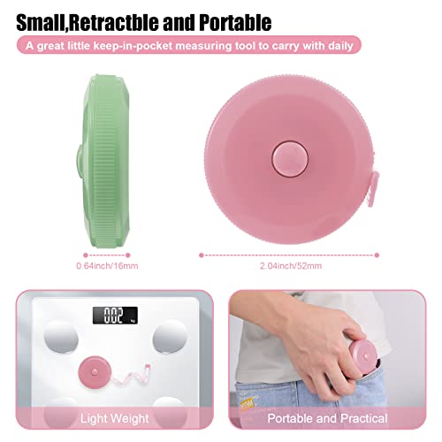 BUSHIBU Tape Measures Retractable, Fabric Measuring Tape, 60 Inch Small Sewing Tape Measure for Craft Nursing Medical Travel(3 Pack/Green,Blue,Pink) - Image 3
