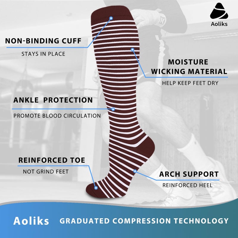 Aoliks Compression Socks for Women and Men, Knee High Support Stockings, Compression Socks for Pregnant Women, Gentle Support Socks for Daily Wear, Purple Soft Design - Image 5