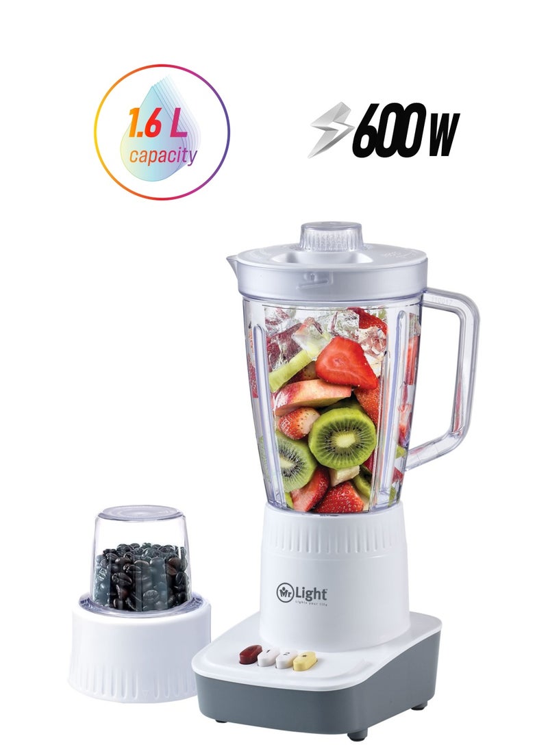 Mr. Light Mr.Light 600W Powerful Motor Multi-functional 2 in 1 Blender,Mixer Grinder with 2 Speed & Pulse Option,Stainless Steel Blades,1.6L Blending Jar - Image 1