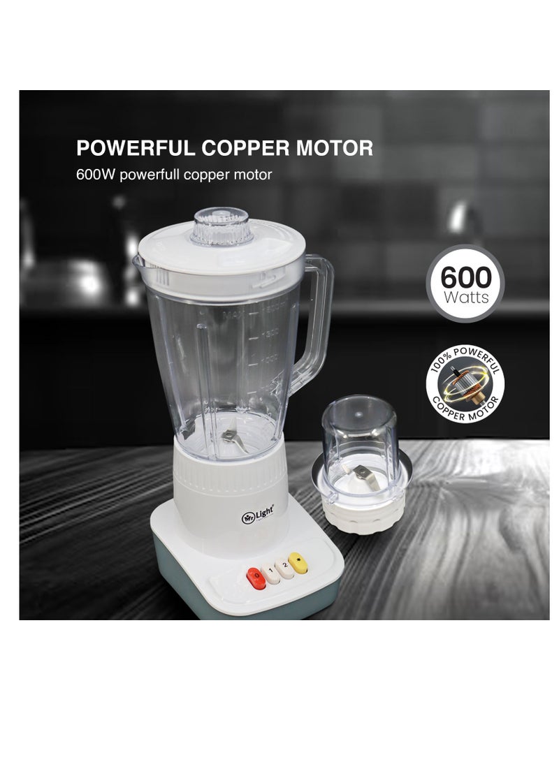 Mr. Light Mr.Light 600W Powerful Motor Multi-functional 2 in 1 Blender,Mixer Grinder with 2 Speed & Pulse Option,Stainless Steel Blades,1.6L Blending Jar - Image 2