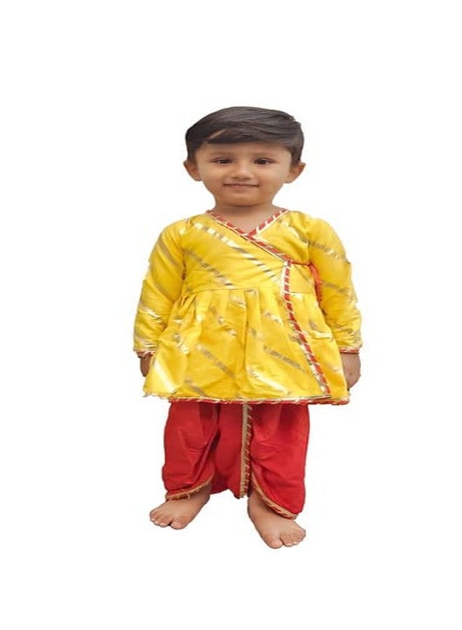Aglare Krishna.. Embroidered Angarkha Top With Lace Work Dhoti And Mukut Murli,for Janmashtami and Navratri.Boys Kedia..Yred20 - Image 4