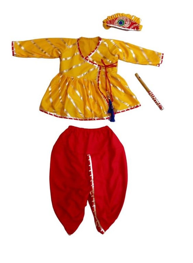 Aglare Krishna.. Embroidered Angarkha Top With Lace Work Dhoti And Mukut Murli,for Janmashtami and Navratri.Boys Kedia..Yred20 - Image 1
