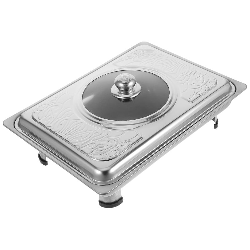 Stainless Steel Buffet Tray with Lid Rectangular Food Serving Tray for Weddings Parties Banquets Restaurant Self-Service Food Preservation Tray - Image 5
