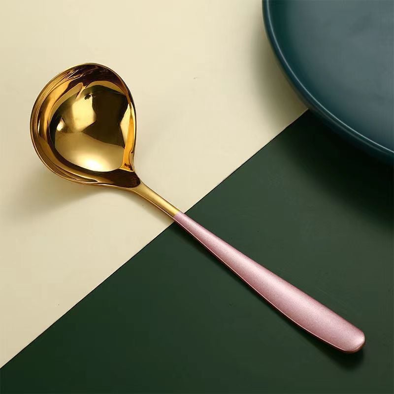 304 Stainless Steel Korean-Style Household Large Soup Spoon Long Handle Adult Eating And Broadcasting Thick Soup Eating Spoon Spoon - Image 1