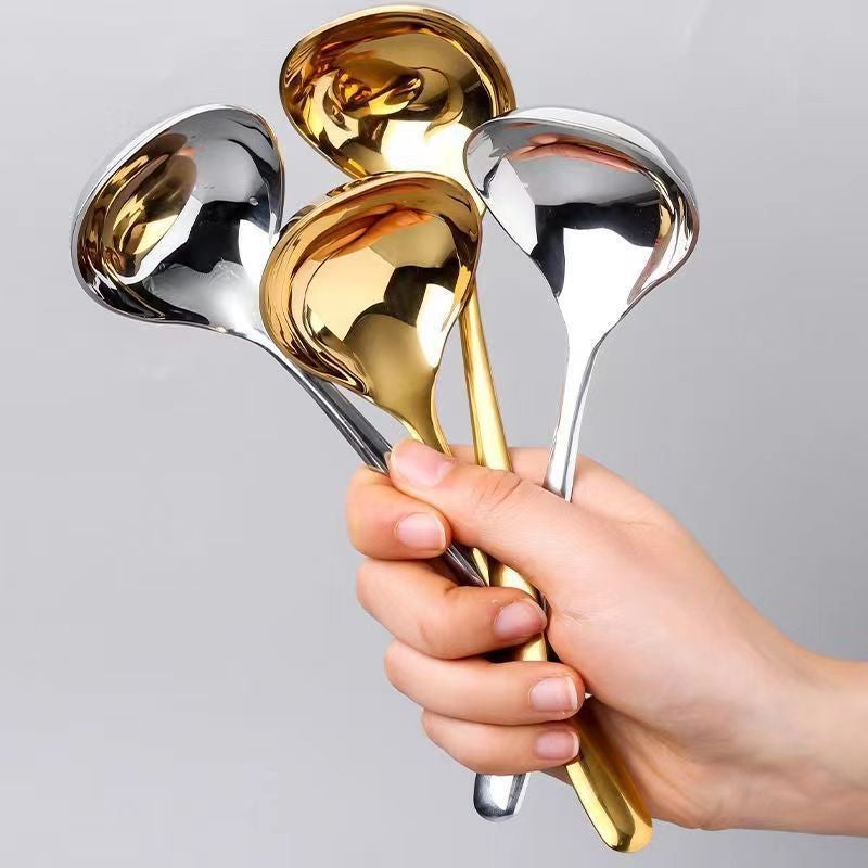 304 Stainless Steel Korean-Style Household Large Soup Spoon Long Handle Adult Eating And Broadcasting Thick Soup Eating Spoon Spoon - Image 4