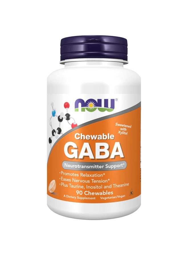 now Supplements, GABA (Gamma-Aminobutyric Acid), Neurotransmitter Support*, Orange Flavor, 90 Chewables - Image 1