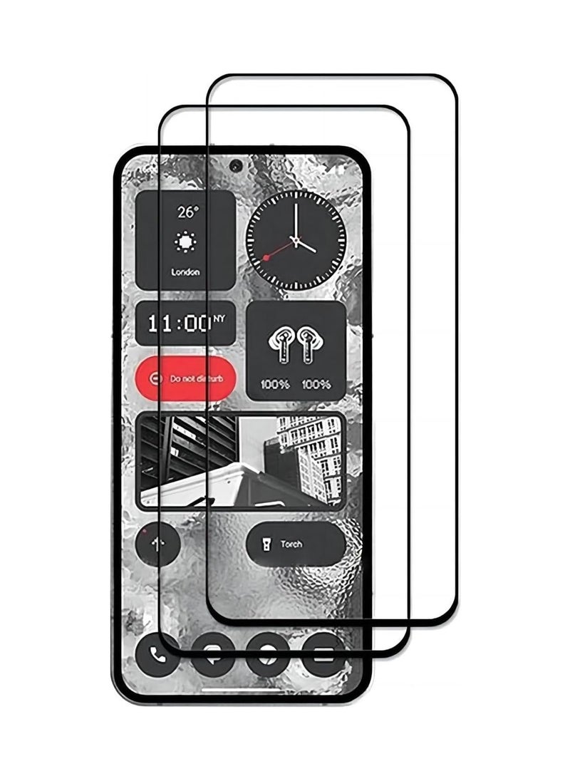 Muzz For Nothing Phone 2a Screen Protector Tempered Glass Full Adhesive Full Coverage HD Clear High Responsive for Nothing Phone 2a Black 2Pack 