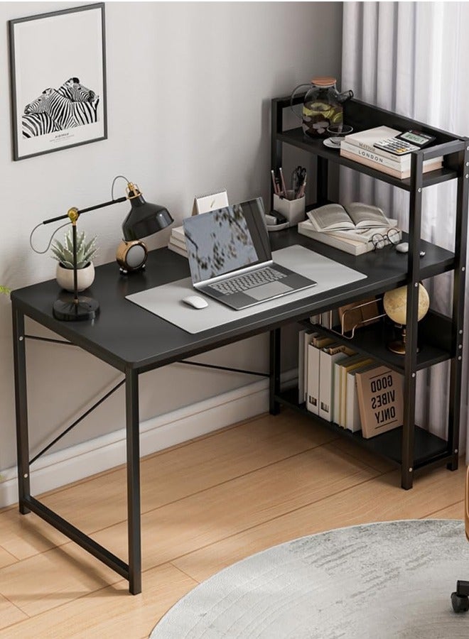 Computer Table with Bookshelf, Home Office Desk Gaming Writing Desk Study Table 120 ×50 ×80 cm (black) - Image 1