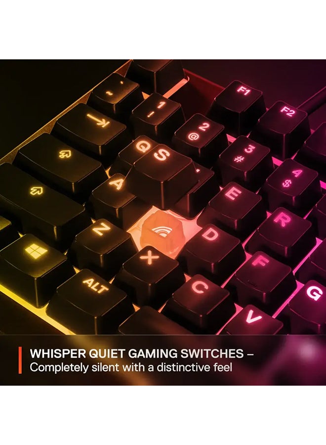 SteelSeries Apex 3 TKL RGB Gaming US layout Keyboard, Tenkeyless Compact Form Factor, 8-Zone RGB Illumination, Water and Dust Resistant, Whisper Quiet Gaming Switch - White - Image 4