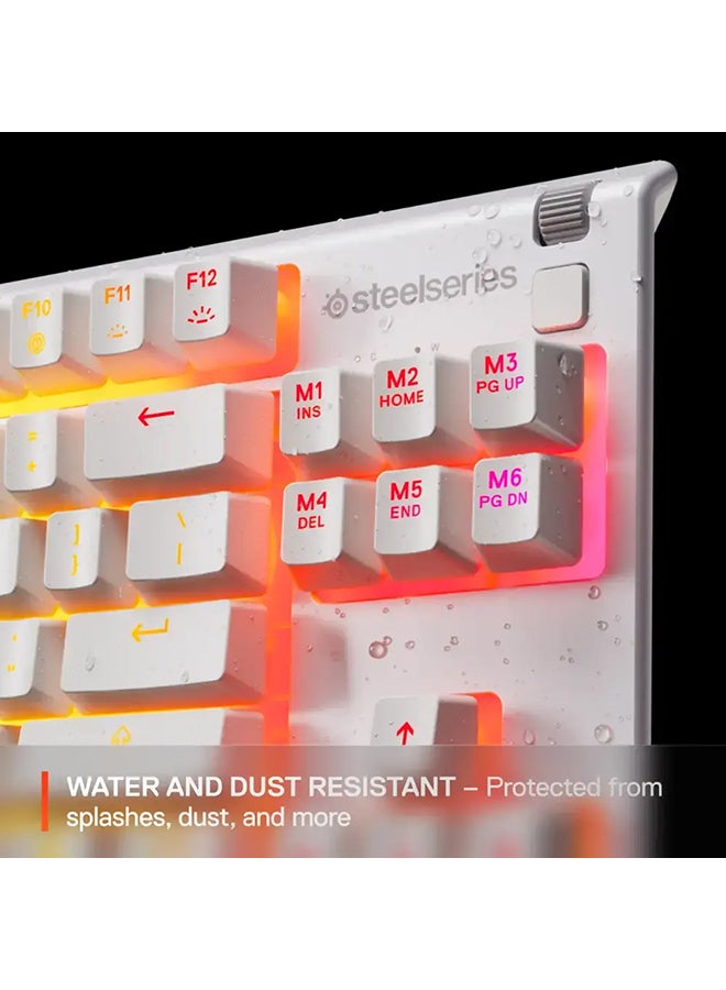 SteelSeries Apex 3 TKL RGB Gaming US layout Keyboard, Tenkeyless Compact Form Factor, 8-Zone RGB Illumination, Water and Dust Resistant, Whisper Quiet Gaming Switch - White - Image 5