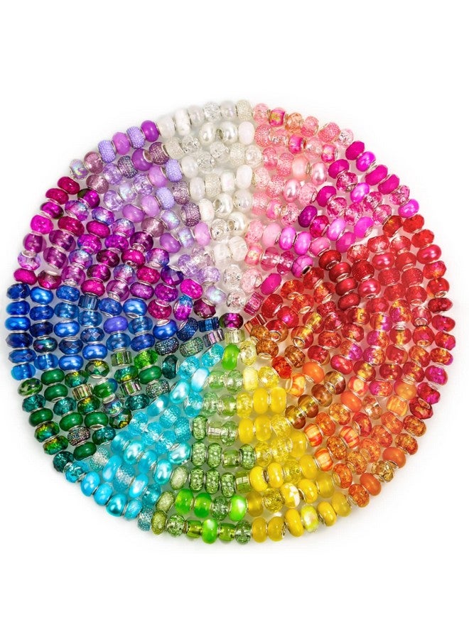 Cludoo Large Hole Glass Beads For Jewelry Making 224Pcs European Beads Bulk Mixed Color Spacer Beads With Rhinestones Lampwork Beads For Diy Craft Charms Bracelet Necklace Earring Making - Image 1