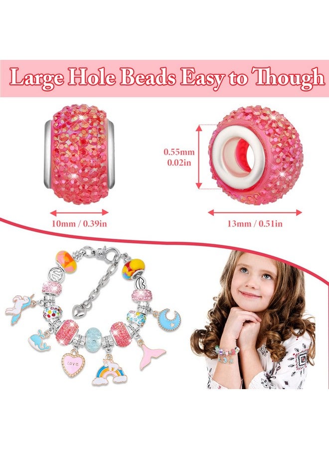 Cludoo Large Hole Glass Beads For Jewelry Making 224Pcs European Beads Bulk Mixed Color Spacer Beads With Rhinestones Lampwork Beads For Diy Craft Charms Bracelet Necklace Earring Making - Image 3