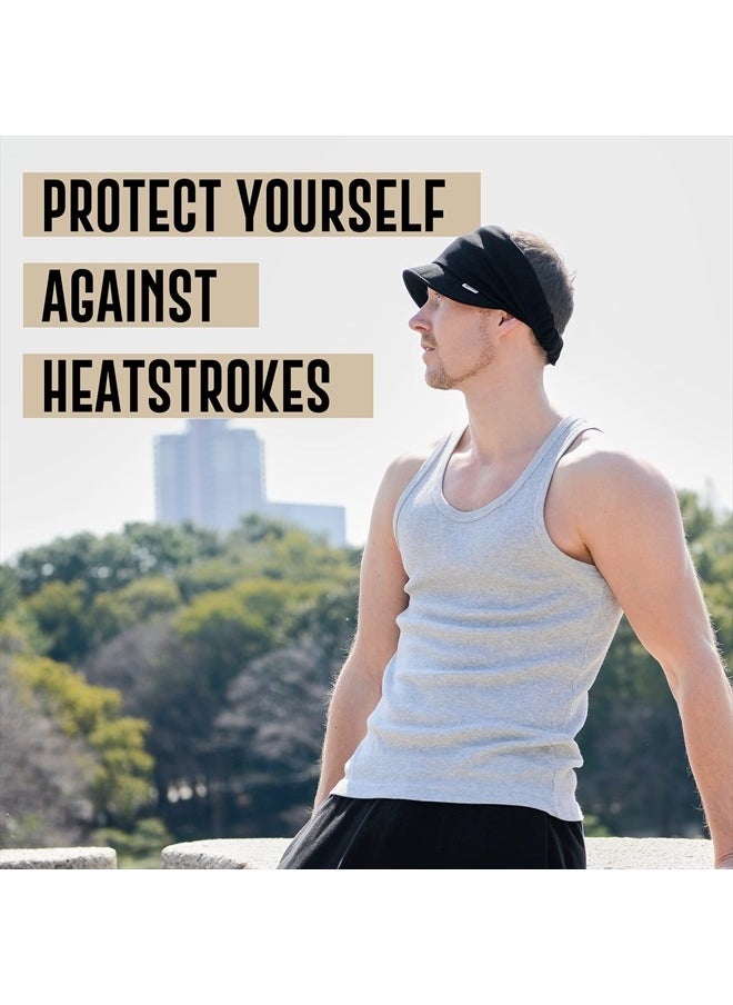 Charm Cooling Sports Visor Sun Hat - Womens Mens Athletic Wide Brim Summer Caps UPF-Cutting Black  - Image 4