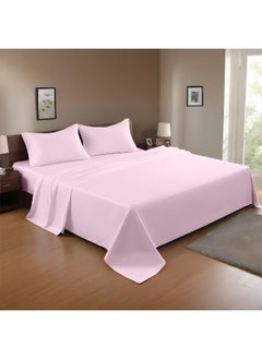 Rest 3-Piece Pink Plush 220X240 Flat Bedsheet Set Includes 1 Deep Pocket Flat Bedsheet And 2 Pillow Covers, Breathable And Machine Washable  - Image 1