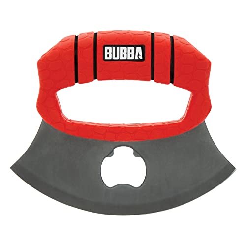 BUBBA ULU Knife with Non-Slip Grip Handle, Curved Blade, Integrated Bottle Opener and Sheath, Red - Image 1