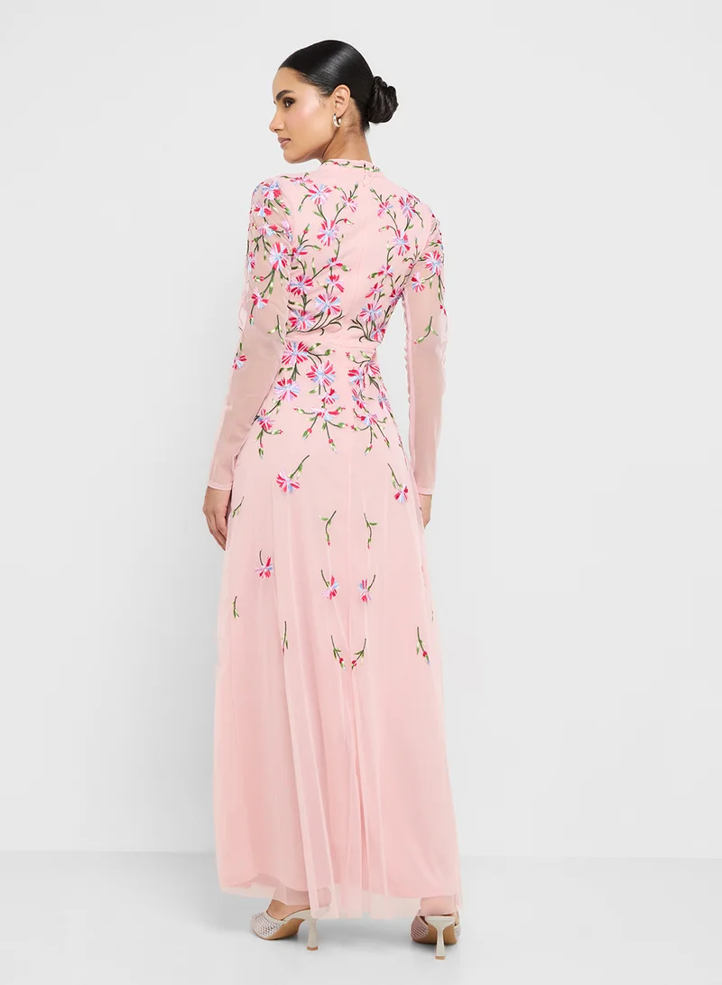 فروك اند فرل Embellished Mesh Detail Maxi Dress