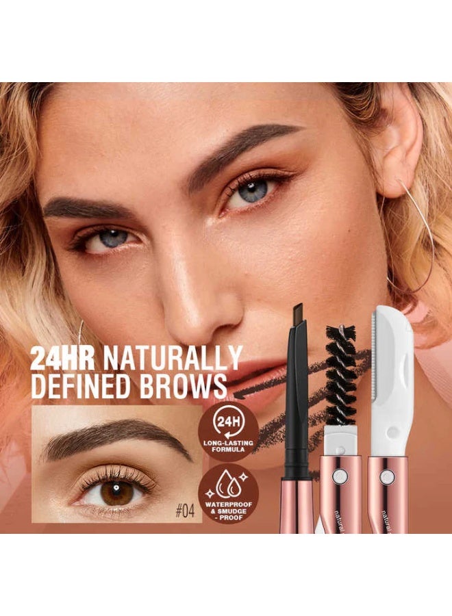 OTWOO O.TWO.O 3-in-1 Eyebrow Pen – Pencil, Brush & Scraper for Perfect Brows (#3, ASH BROWN) - Image 2