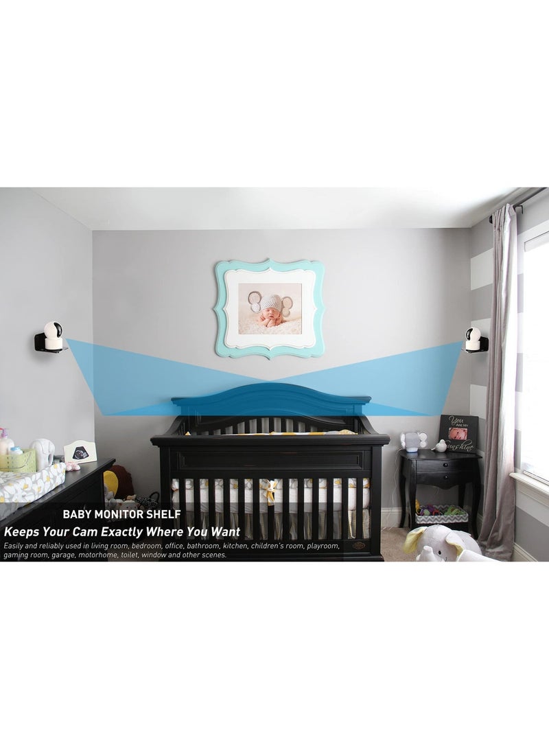 KISSUN Acrylic Floating Wall Shelves Set of 3, Drill Free with10 Piece Strong Tapes - Universal Small Adhesive Shelf for Security Cameras, Baby Monitors with Cable Clips (Black) - Image 3