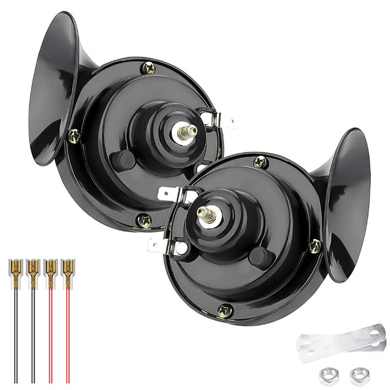Car Horn 12V Truck Horn 300DB Loud Motorcycle Horn Waterproof Auto Horn Train Horns Waterproof High Low Tone Universal Fit Super Loud Electric Snail Horn Replacement Car Horns2 PCS Included