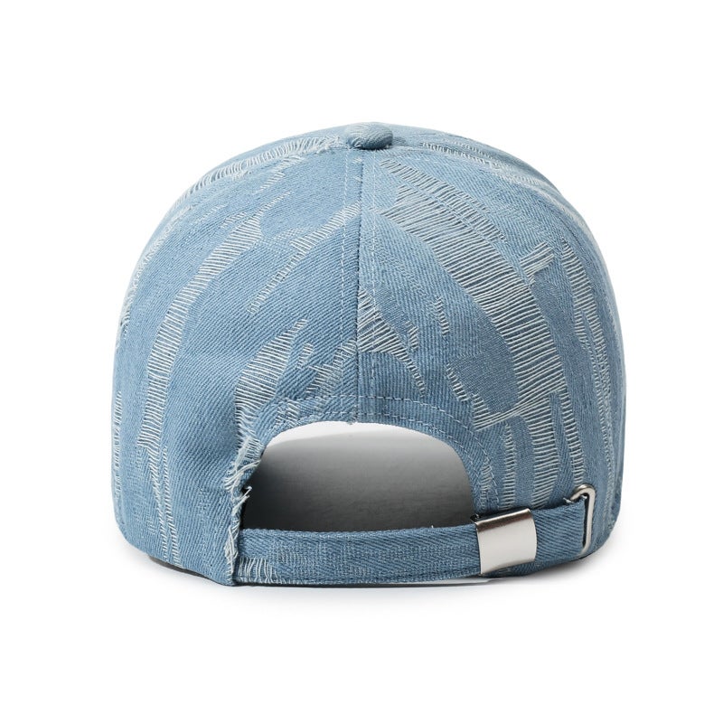 Washed Denim Baseball Cap Men Vintage Checkered Hip Hop Hat - Image 3