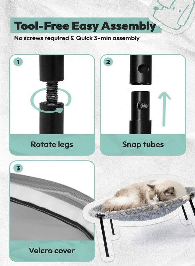 POMESEA Large Elevated Cat Hammock Bed with Dual-Sided Cover, Glow-in-The-Dark Raised Pet Bed for Cats & Small Dogs, All-Season Use Cat Bed for Indoor Cats - Image 3