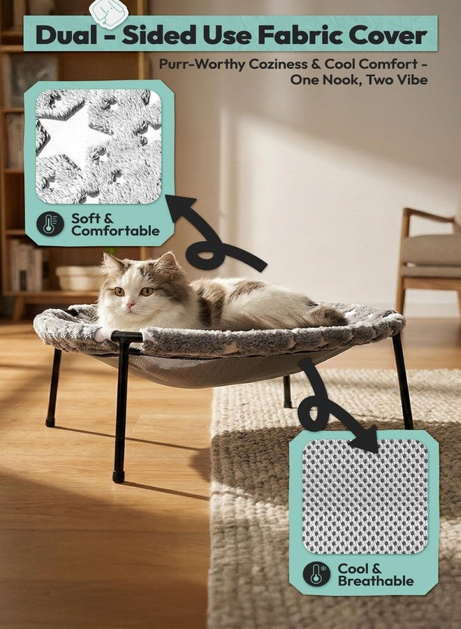 POMESEA Large Elevated Cat Hammock Bed with Dual-Sided Cover, Glow-in-The-Dark Raised Pet Bed for Cats & Small Dogs, All-Season Use Cat Bed for Indoor Cats - Image 5