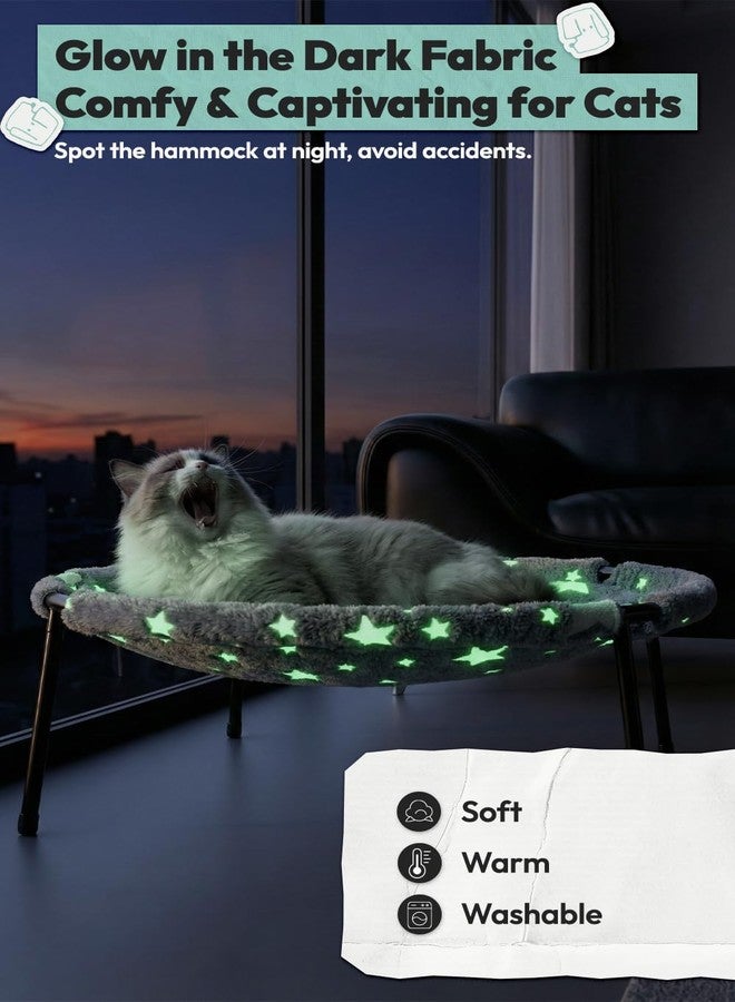 POMESEA Large Elevated Cat Hammock Bed with Dual-Sided Cover, Glow-in-The-Dark Raised Pet Bed for Cats & Small Dogs, All-Season Use Cat Bed for Indoor Cats - Image 2