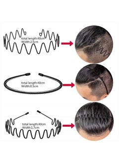 obmwang 10 Pack Metal Men Headband Unisex Spring Wavy Hair Hoop Men Women Sport Fashion Hair Bands Non-Slip Headwear Hair Accessories for Women Men  - Image 3