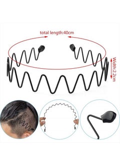 obmwang 10 Pack Metal Men Headband Unisex Spring Wavy Hair Hoop Men Women Sport Fashion Hair Bands Non-Slip Headwear Hair Accessories for Women Men  - Image 2