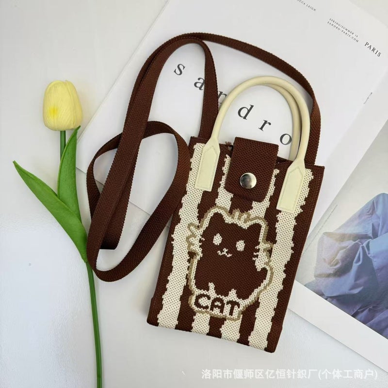 New Kapibala Knitted Mobile Phone Bag Fashion All-Match Cartoon Cute Shoulder Bag Hand Crossbody Bag - Image 1