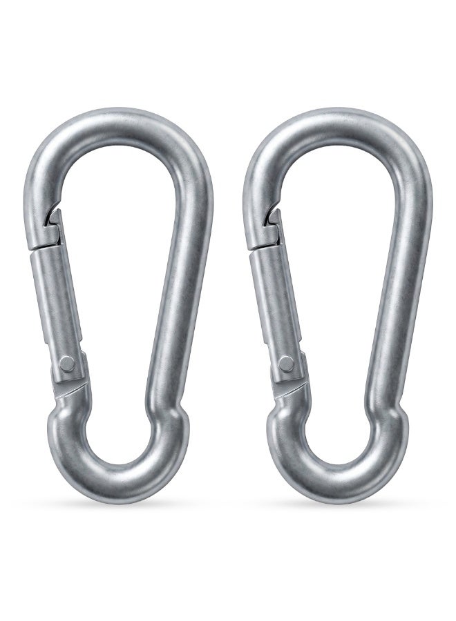 Duravel Pack Of 2, 1.5 inch Galvanized Steel Carabiner Clips, Silver, Spring Snap Hook for Dog Leash, Hammock, Aerial Yoga, Gym Pulldown Attachment, Heavy Duty - Image 1