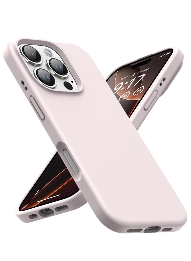 ELTRAZONE Premium Soft Liquid Silicone Case for iPhone 16 Pro – Silky and Soft Touch Series Full-Body Protective Bumper (Grey Pink) - Image 1