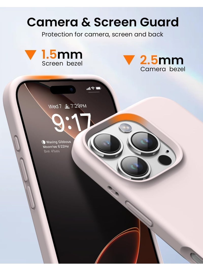 ELTRAZONE Premium Soft Liquid Silicone Case for iPhone 16 Pro – Silky and Soft Touch Series Full-Body Protective Bumper (Grey Pink) - Image 4
