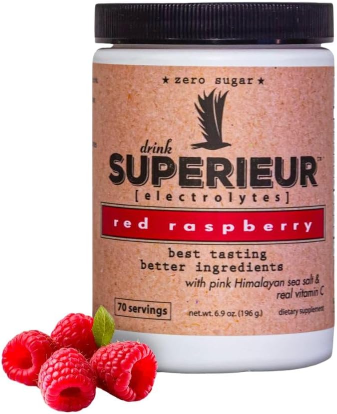 Superieur Electrolytes  Plant Based Electrolyte Supplement wSea Minerals for Hydration  Recovery  Keto Friendly NonGMO Zero Sugar Vegan Healthy Sports Drink Powder  Raspberry 70 Servings - Image 1