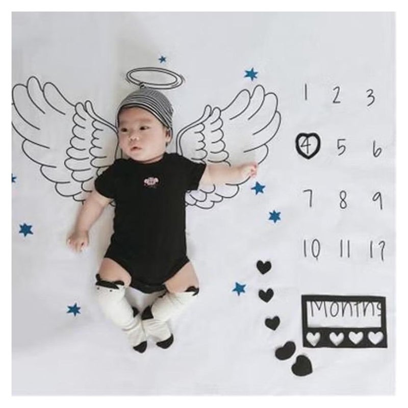 أوريتي علامة الطفل شهر طباعة بطانية دعامة التصوير الفوتوغرافي الناعم - Image 1