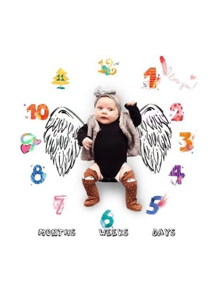 أوريتي علامة الطفل شهر طباعة بطانية دعامة التصوير الفوتوغرافي الناعم - Image 4