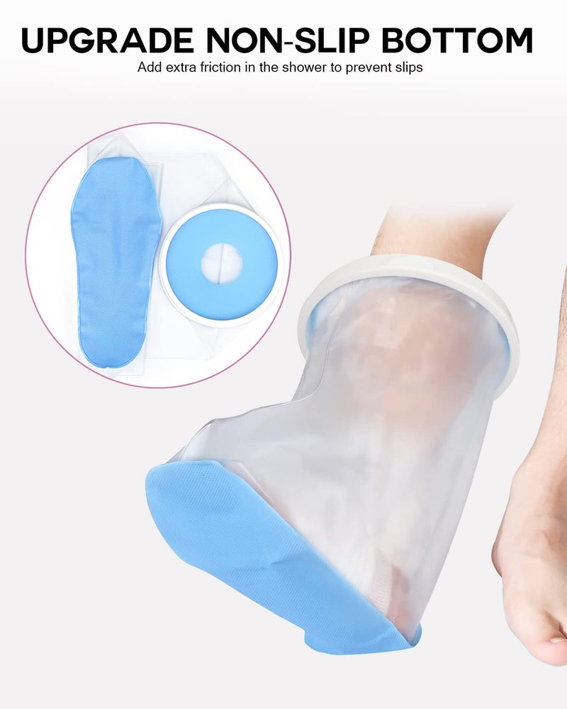 DNEOUXI Waterproof Foot Cover for Shower Adult, Foot Cast Covers with Non-Slip Padding Bottom, Watertight Ankle Foot Cast Protector for Surgery Bandage Dressing Wound, Reusable - Image 3