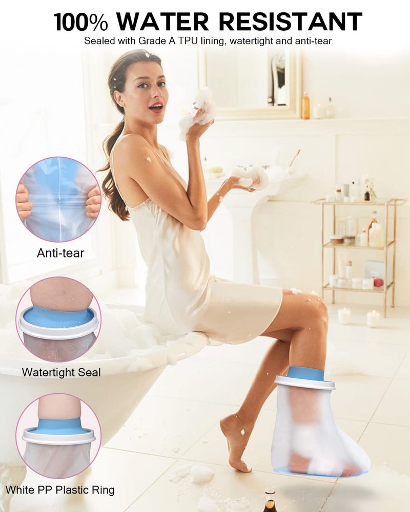 DNEOUXI Waterproof Foot Cover for Shower Adult, Foot Cast Covers with Non-Slip Padding Bottom, Watertight Ankle Foot Cast Protector for Surgery Bandage Dressing Wound, Reusable - Image 2