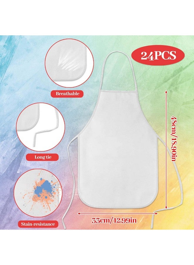 KUUQA أرواب فنية للأطفال من كوكوا - عبوة 24 قطعة بيضاء لأرواب الرسم للأطفال، أرواب فنية لمستلزمات الحرف والمطبخ والفصول الدراسية واحتفالات الرسم - Image 2