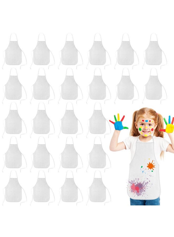 KUUQA أرواب فنية للأطفال من كوكوا - عبوة 24 قطعة بيضاء لأرواب الرسم للأطفال، أرواب فنية لمستلزمات الحرف والمطبخ والفصول الدراسية واحتفالات الرسم - Image 1