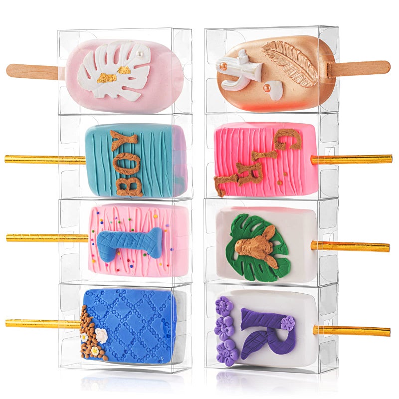 RomanticBaking 35 PCS 3.5"x 2.4"x 1.38" Clear Rice Krispie Treat Boxes with Hole Cakesickle Small Macaron Candy Party Favors Boxes - Image 5