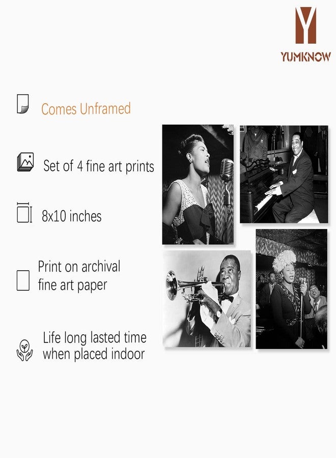 YUMKNOW Black History Wall Art Decor - African American Jazz Musicians Pictures - Louis Armstrong Billie Holiday Ella Fitzgerald Duke Ellington - Vintage Famous Jazz Music Poster Print - Gifts Music Classroom - Image 2