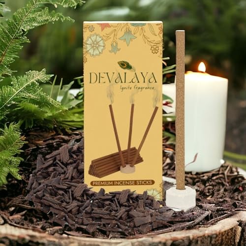 Devalaya Royal Bakhoor Dhoop Sticks (20 Sticks, Pack of 1), Bambooless Incense Sticks, Agarbatti for Pooja, 100% Charcoal-Free,4-inch Length, 25-Minute Burn Time with Ceramic Strand - Image 1