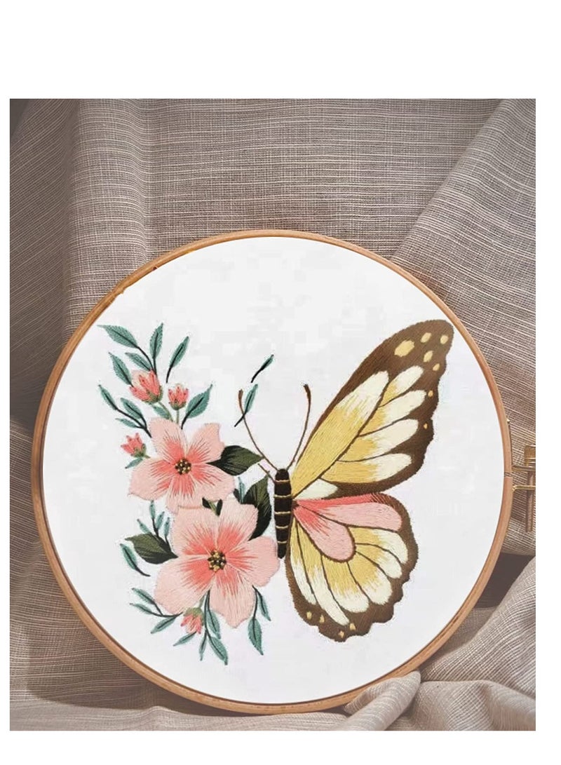 SYOSI SYOSI Embroidery Kit Butterfly  for Beginner,Embroidery Kit for Adults Beginners Include Embroidery Cloth Hoops Threads for Craft Lover Hand Stitch with Embroidery Skill Techniques 4 Pack  - Image 3