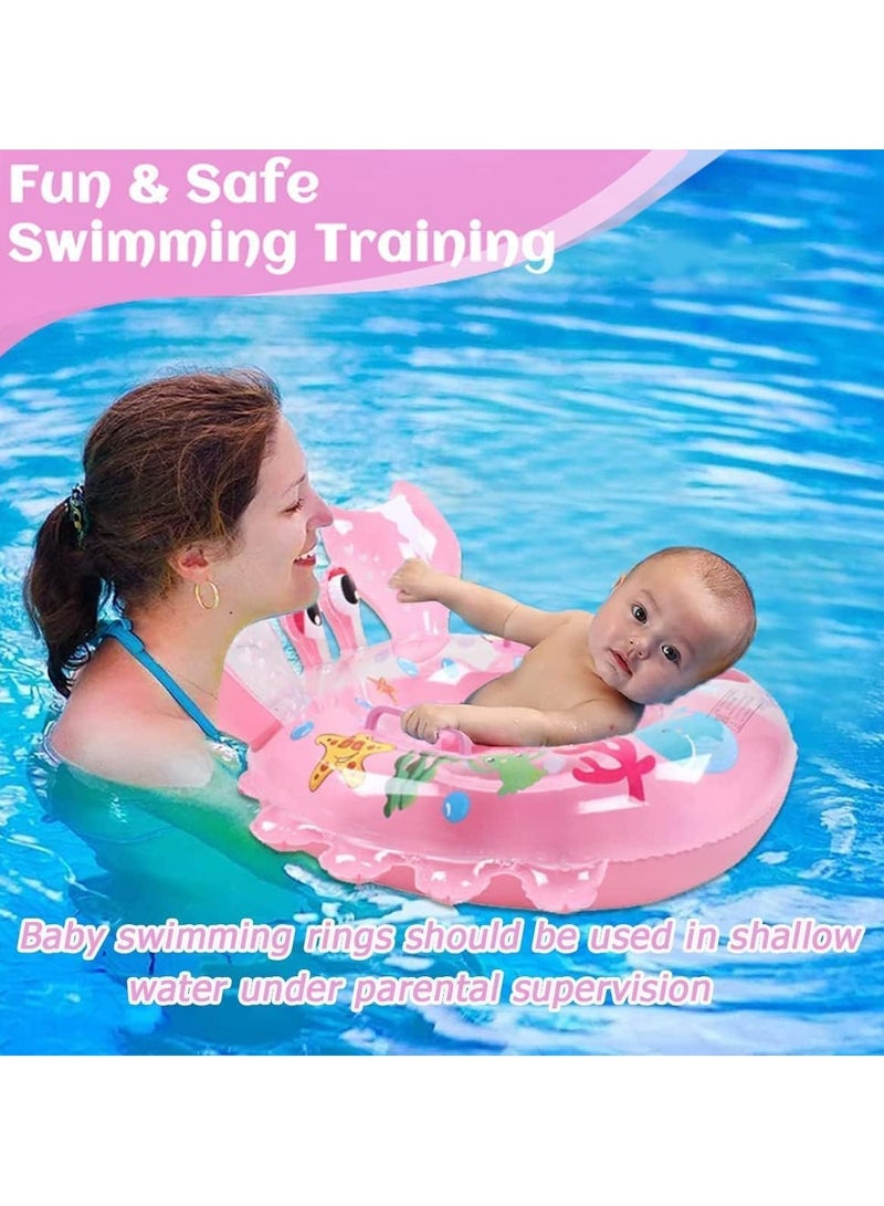 CMGTYYD Baby Swimming Float, Inflatable Ring, Swim Bath with Safety Seat and Handle Helps Learn to Kick & for the Age of 3-36 Months(Crab Pink) - Image 3