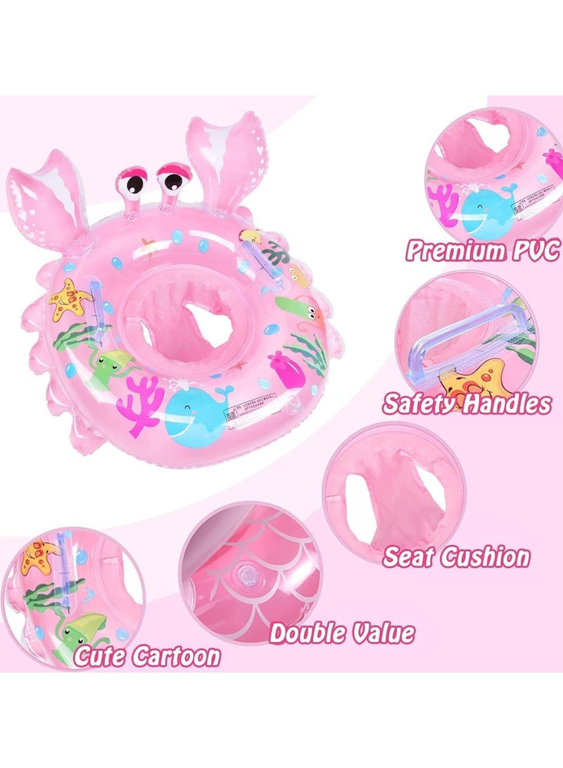 CMGTYYD Baby Swimming Float, Inflatable Ring, Swim Bath with Safety Seat and Handle Helps Learn to Kick & for the Age of 3-36 Months(Crab Pink) - Image 4